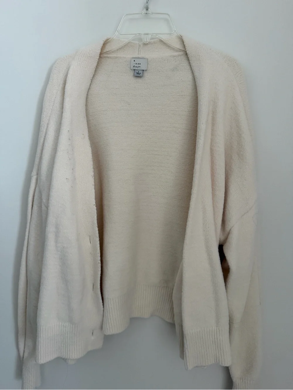 A NEW DAY - Cozy Cream V-Neck Sweater Set with Matching Cardigan - Women’s Large